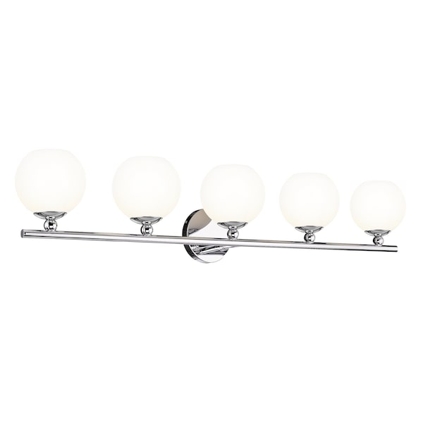 Neoma Vanity, 5-Light, 38.25 In.W X 6.75 In.L X 7.25 In.H, Chrome /Opal Etched